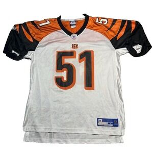 Cincinnati Bengals Jersey Mens Large White Reebok NFL On Field Odell Thurman